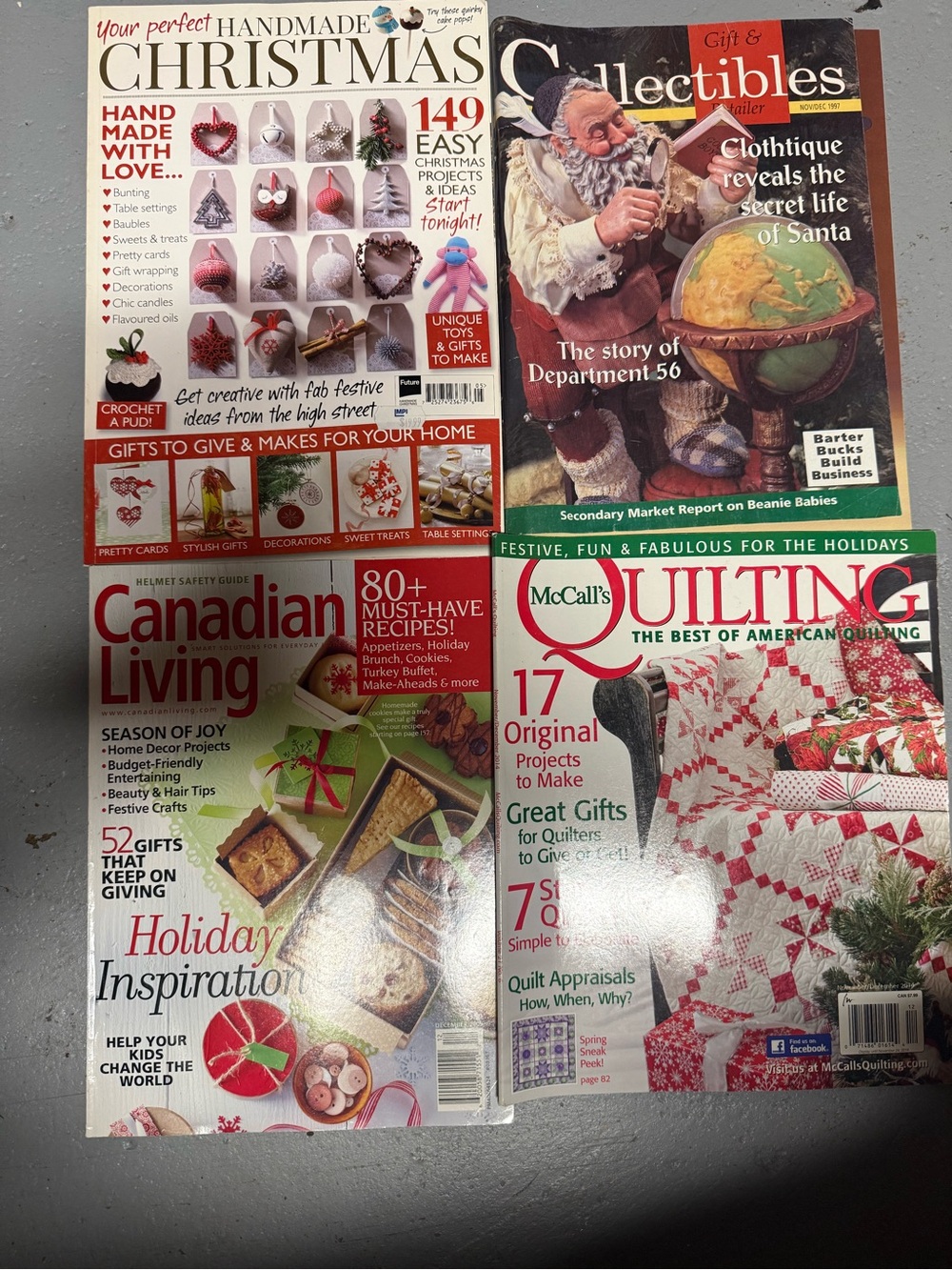 Handmade Christmas & Quilting Holiday Magazine Bundle - Red, White, Green